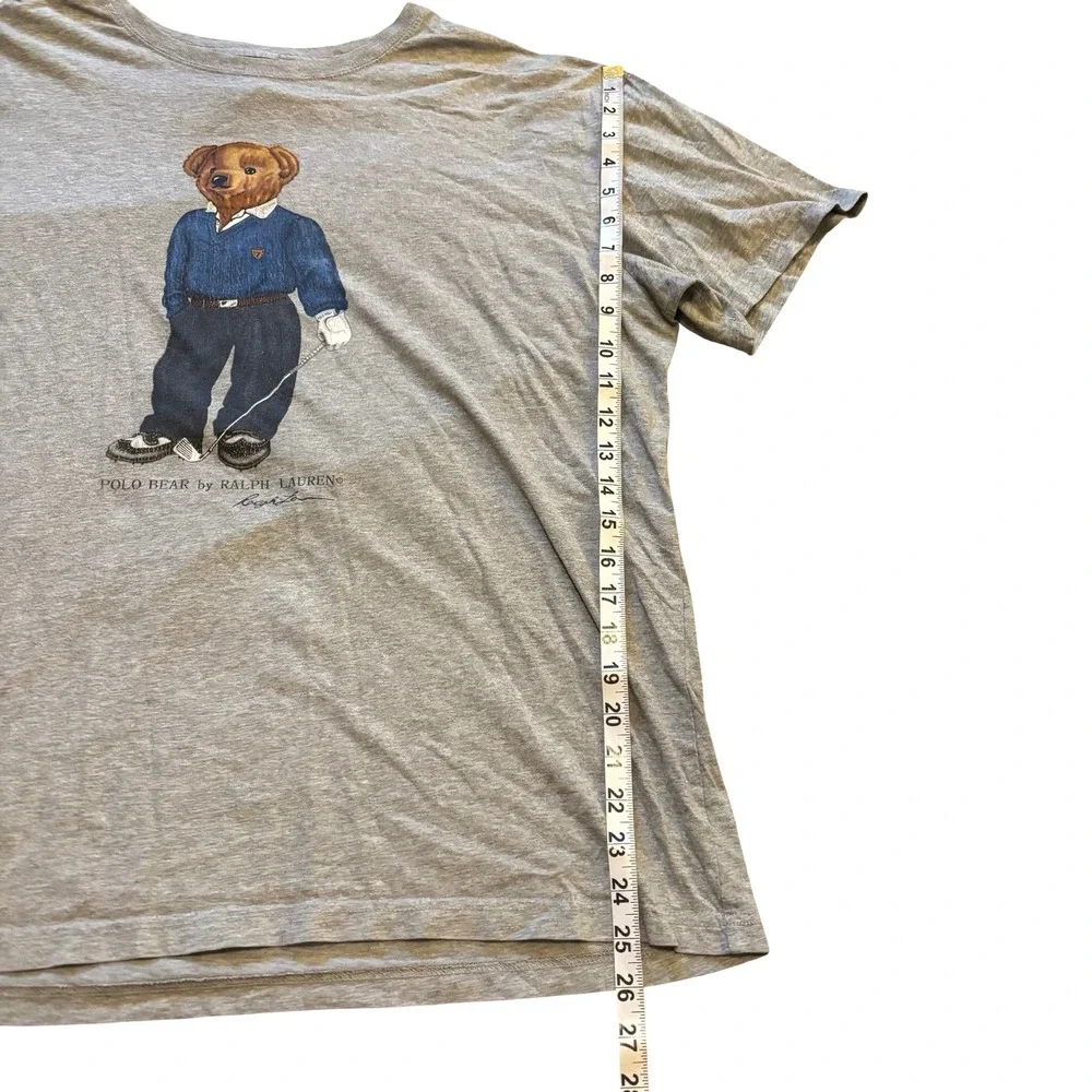 Polo Ralph Lauren Mens Polo Bear Golf Graphic T-Shirt‎ Gray XL Cotton Vintage